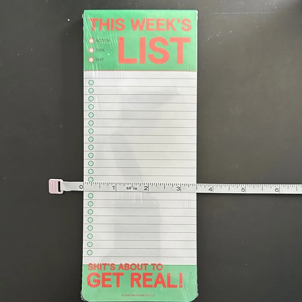 Weekly List Notepad 3.5” X 9”